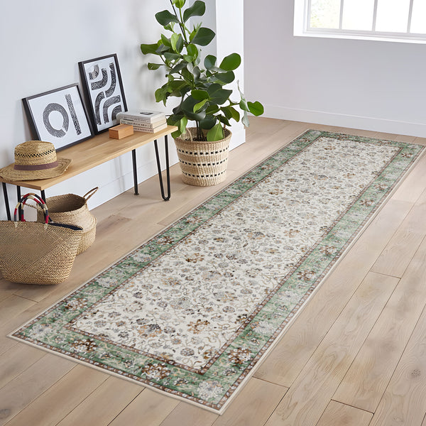 Clearance Extra Large Sage Green Area Rug Soft Traditional Carpet Machine Washable Mat