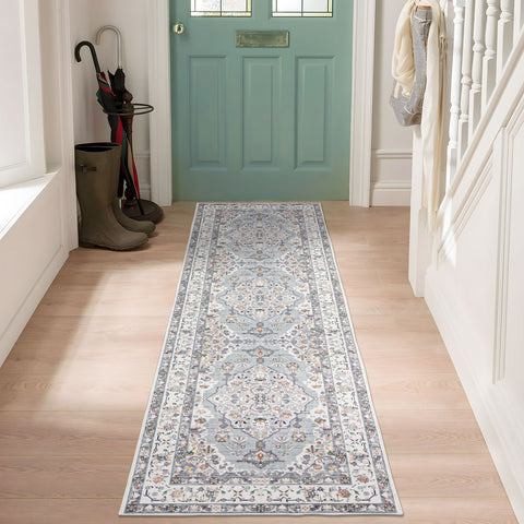 Mint Green Hallway Runner Rug Soft Plush Persian Carpet Beautiful Runner 80x300cm