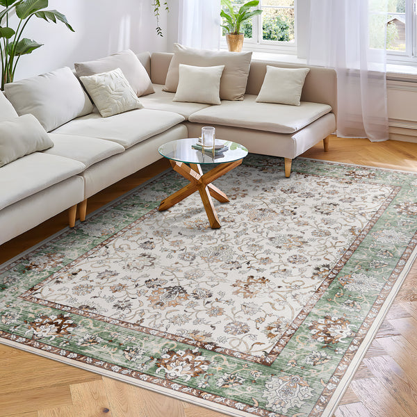Clearance Extra Large Sage Green Area Rug Soft Traditional Carpet Machine Washable Mat