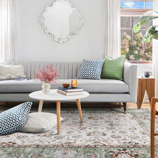 Clearance Extra Large Sage Green Area Rug Soft Traditional Carpet Machine Washable Mat