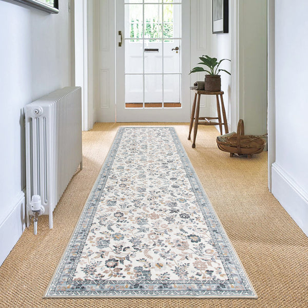 Floral Hallway Runner Mint Green Soft Plush Rug Non Slip Corridor Carpet 80x300