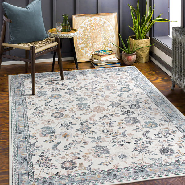 Extra Large Floor Rug Mint Ivory Botanical Lounges Rug Machine Washable Tropical Carpet