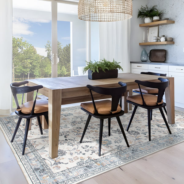 Extra Large Floor Rug Mint Ivory Botanical Lounges Rug Machine Washable Tropical Carpet