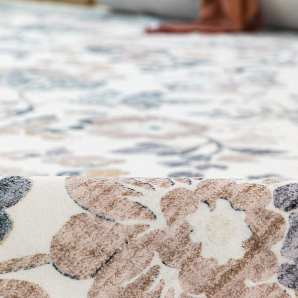 Extra Large Floor Rug Mint Ivory Botanical Lounges Rug Machine Washable Tropical Carpet