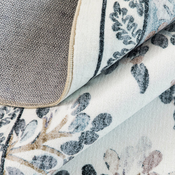 Floral Hallway Runner Mint Green Soft Plush Rug Non Slip Corridor Carpet 80x300