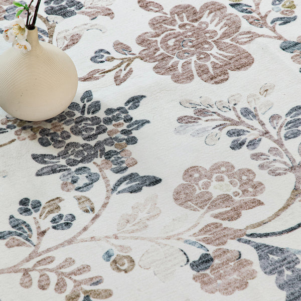 Extra Large Floor Rug Mint Ivory Botanical Lounges Rug Machine Washable Tropical Carpet