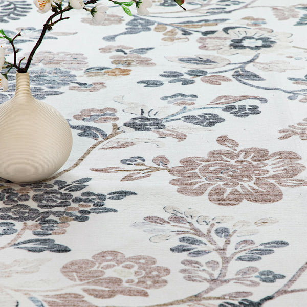 Extra Large Floor Rug Mint Ivory Botanical Lounges Rug Machine Washable Tropical Carpet