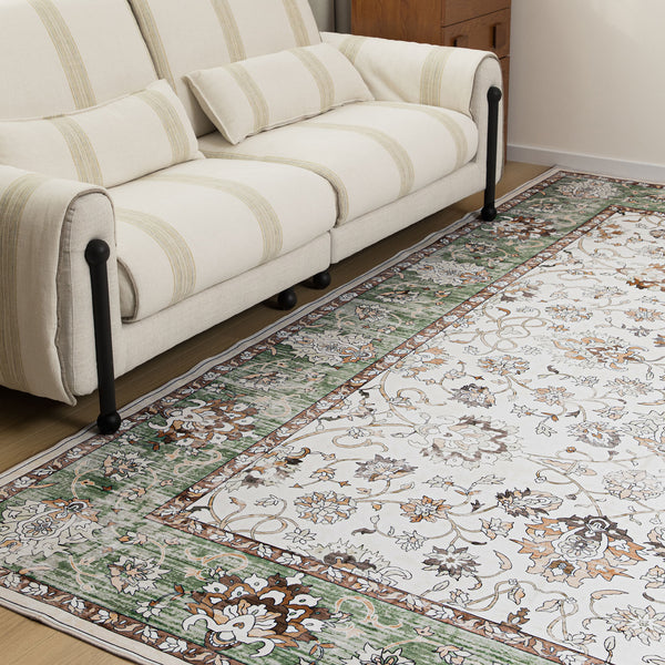 Clearance Extra Large Sage Green Area Rug Soft Traditional Carpet Machine Washable Mat