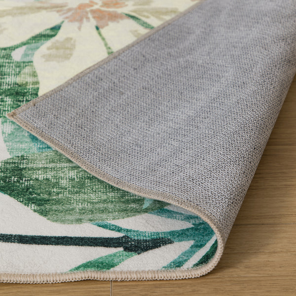 Extra Large Floor Rug Green Pink Tropical Bloom Modern Carpet Machine Washable Mat - Rugaustralia