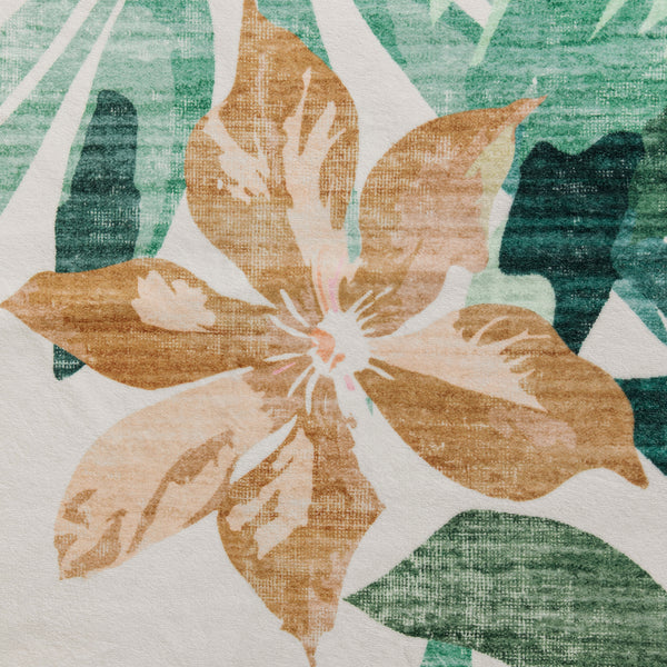Extra Large Floor Rug Green Pink Tropical Bloom Modern Carpet Machine Washable Mat - Rugaustralia
