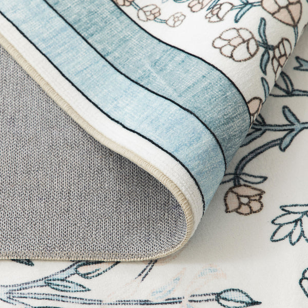 Sage Green Runner Rug Soft Plush Mat Elegant Vines Carpet Washable 80x300cm