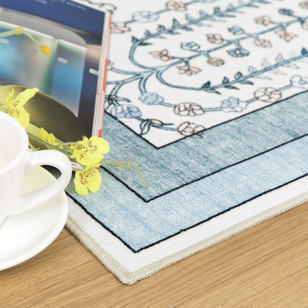 Sage Green Runner Rug Soft Plush Mat Elegant Vines Carpet Washable 80x300cm