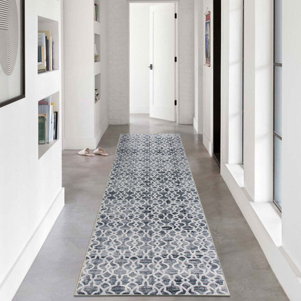 Extra Large Rugs Dark Grey Soft Trellis Geometric Lounges Carpet Machine Washable Mat Non Slip Runner