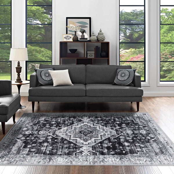 Flash Deal Extra Large Rug Charcoal Grey Beautiful Allover Lounges Carpet Washable Runner