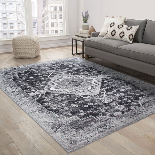 Flash Deal Extra Large Rug Charcoal Grey Beautiful Allover Lounges Carpet Washable Runner
