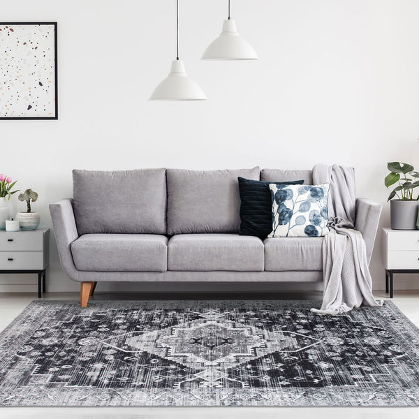 Flash Deal Extra Large Rug Charcoal Grey Beautiful Allover Lounges Carpet Washable Runner