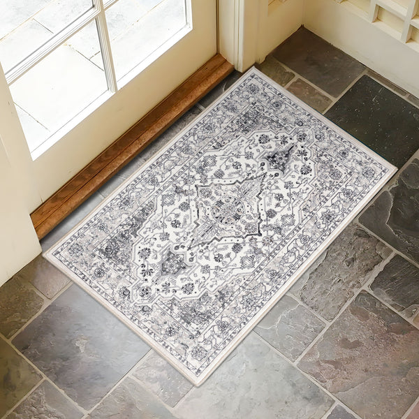 Extra Large Floor Rug Cloud Grey Neutral Monochrome Retro Living Room Carpet Machine Washable Rugs - Rugaustralia