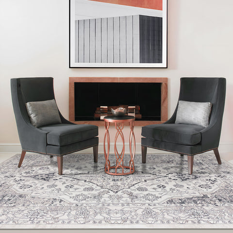 Extra Large Floor Rug Cloud Grey Neutral Monochrome Retro Living Room Carpet Machine Washable Rugs - Rugaustralia