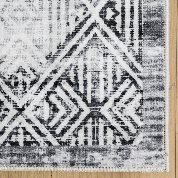 Clearance Extra Large Minimalist Rug Light Grey Distressed Abstract Geometric Diamond Carpet Machine Washable Mat