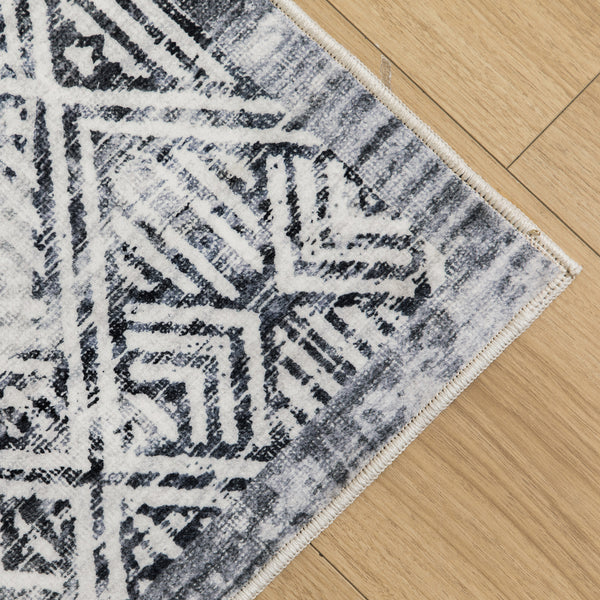 Light Grey Hallway Runner Soft Plush Timeless Diamond Modern Carpet Mat 80x300cm