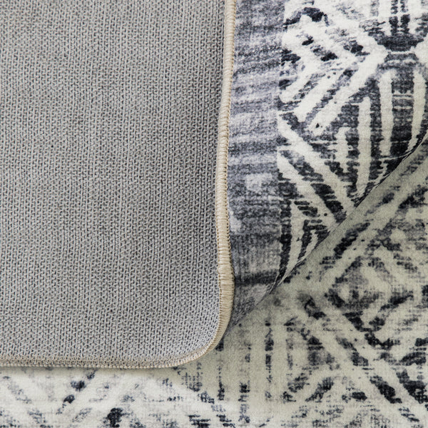 Light Grey Hallway Runner Soft Plush Timeless Diamond Modern Carpet Mat 80x300cm