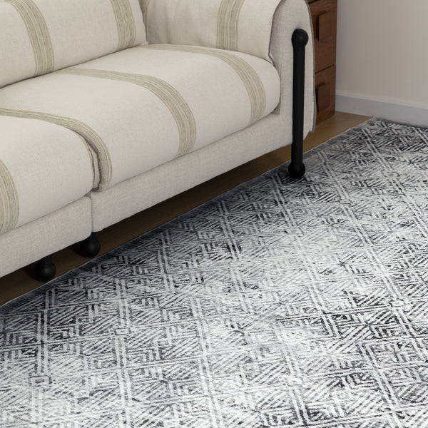 Clearance Extra Large Minimalist Rug Light Grey Distressed Abstract Geometric Diamond Carpet Machine Washable Mat