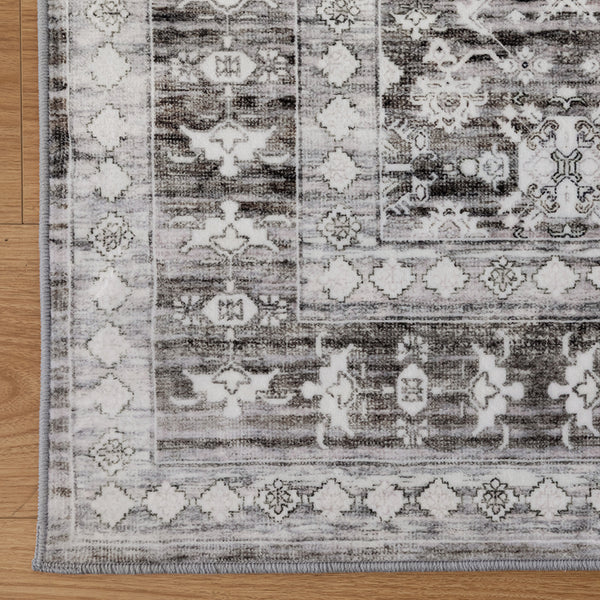 Extra Large Floor Rug Light Gray Soft Distressed Striped Neutral Modern Carpet Machine Washable Rugs