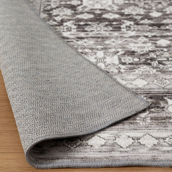 Extra Large Floor Rug Light Gray Soft Distressed Striped Neutral Modern Carpet Machine Washable Rugs