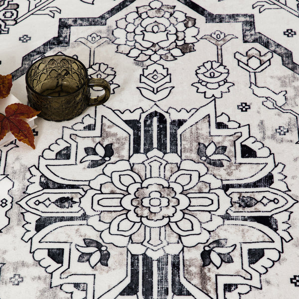 Extra Large Floor Rug Cloud Grey Neutral Monochrome Retro Living Room Carpet Machine Washable Rugs - Rugaustralia