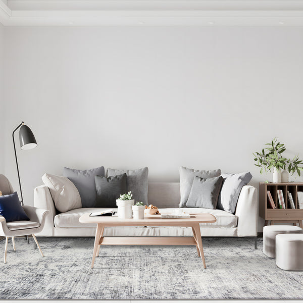 Clearance Extra Large Minimalist Rug Light Grey Distressed Abstract Geometric Diamond Carpet Machine Washable Mat