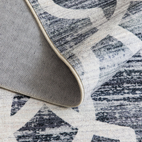 Extra Large Rugs Dark Grey Soft Trellis Geometric Lounges Carpet Machine Washable Mat Non Slip Runner