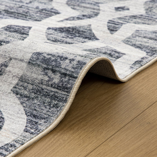 Extra Large Rugs Dark Grey Soft Trellis Geometric Lounges Carpet Machine Washable Mat Non Slip Runner