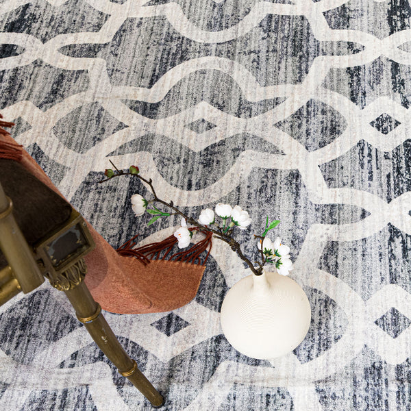 Extra Large Rugs Dark Grey Soft Trellis Geometric Lounges Carpet Machine Washable Mat Non Slip Runner