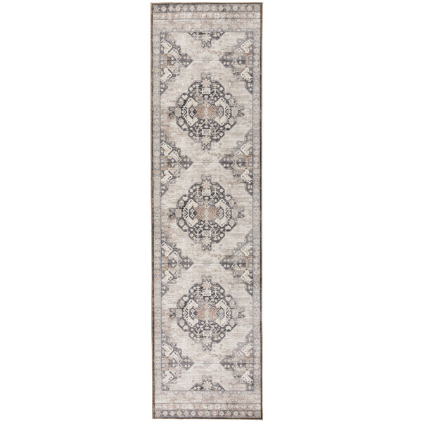 Beige Hallway Runner Traditional Corridor Carpet Machine Washable Geom ...