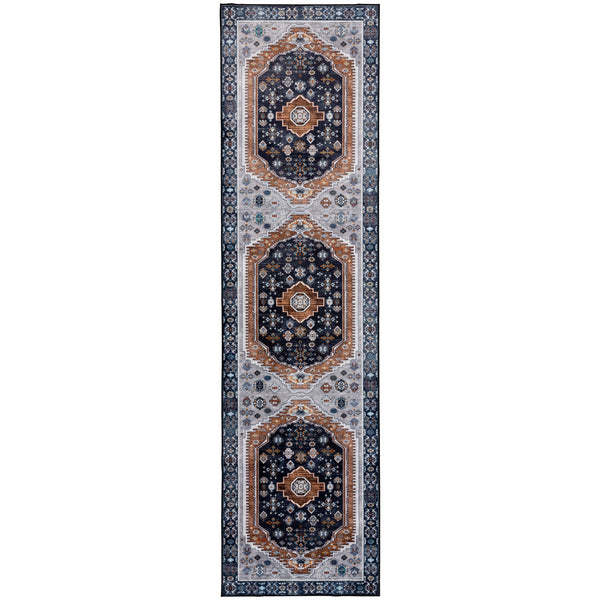Clearance Extra Large Rug Dark Blue Brown Soft Plush Vintage Machine Washable Carpet Hallway Runner 6 Sizes