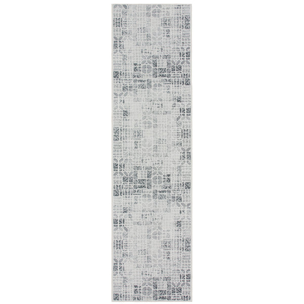 Clearance Offwhite Hallway Runner Soft Plush Corridor Carpet Machine Washable Geometric Mat 80x300cm