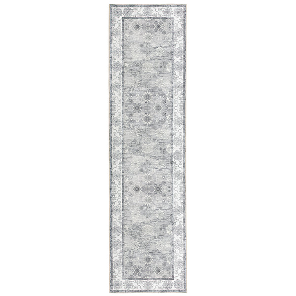 Extra Large Rug Silver Grey Neutral Distressed Lounges Carpet Runner Mat Machine Washable