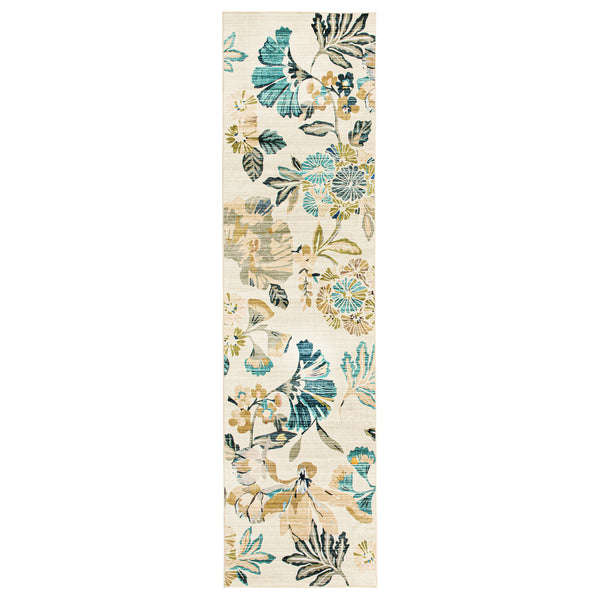 Extra Large Area Rug Teal Beige Beautiful Leaves Lounges Carpet Machine Washable Mat Hallway Runner