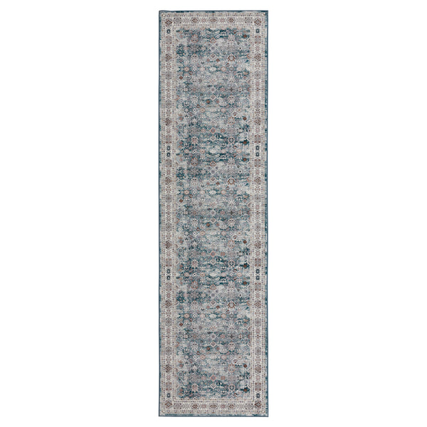 Extra Large Floor Rug Blue Soft Plush Distressed Vintage Retro Carpet Machine Washable Rugs