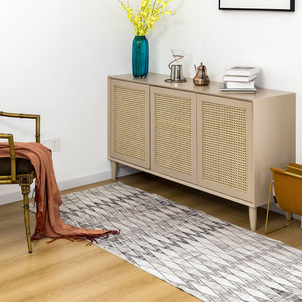 Last 6 pcs  Extra Large Area Rug Beige Grey Diamond Rhombus Moroccan Geometric Carpet Machine Washable Mat