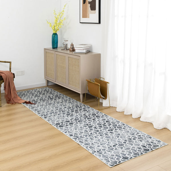 Extra Large Rugs Dark Grey Soft Trellis Geometric Lounges Carpet Machine Washable Mat Non Slip Runner