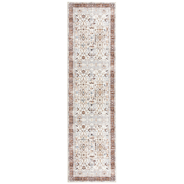 Coffee Brown Hallway Runner Soft Plush Distressed Retro Carpet Mat 80x300cm
