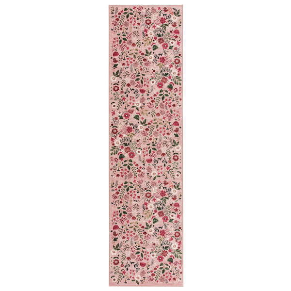 Peach Pink Hallway Runner Machine Washable Jungle Pattern Rugs Non Slip Rug Mat 80x300cm