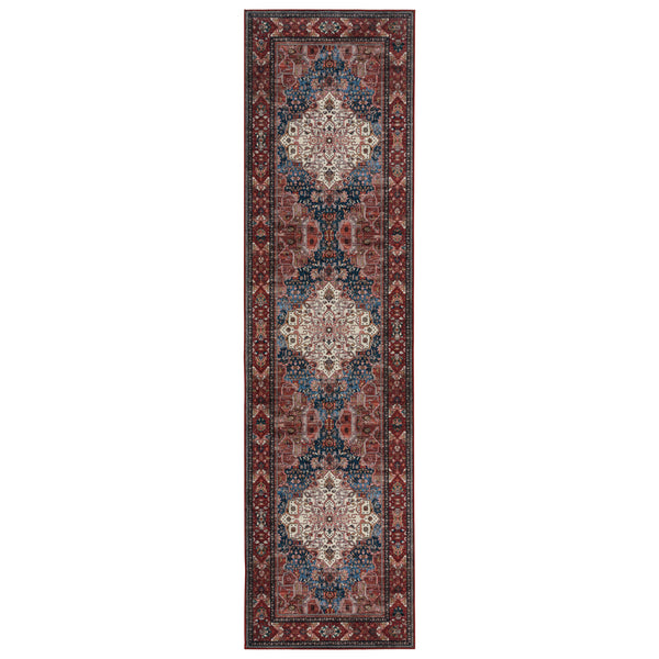 Vintage Red Hallway Runner Machine Washable Corridor Mat Soft Non Slip 80x300cm - Rugaustralia