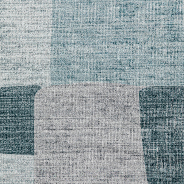 Extra Large Floor Rug Blue Grey Ivory Checked Modern Geometric Carpet Machine Washable Mat