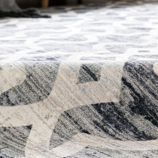 Dark Grey Hallway Runner Machine Washable Mat Trellis Geometric Runner 80x300cm