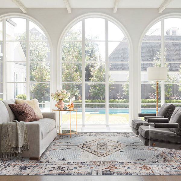 Last 2  Pcs Large Cream Ivory Beautiful Boho Carpet Machine Washable Bohemian Mat Geometric Hallway Runner