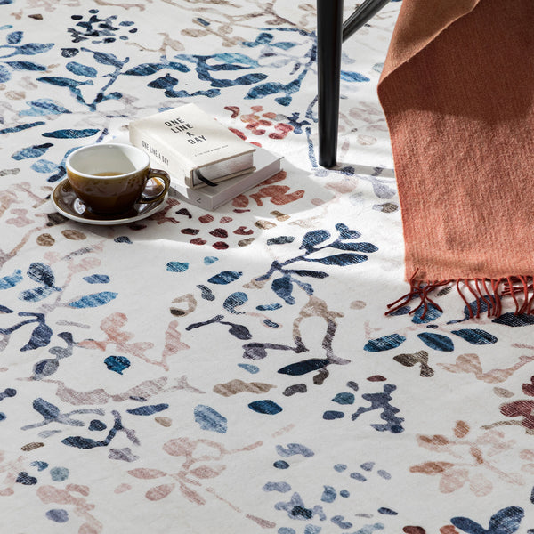 Hallway Runner Blue Ivory Beautiful Vines Ocean Theme Carpet Mat 80x300cm - Rugaustralia