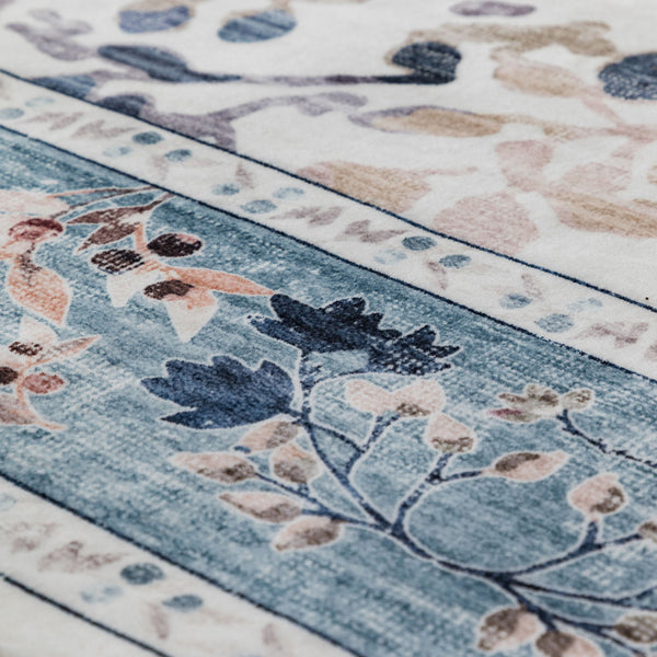 Hallway Runner Blue Ivory Beautiful Vines Ocean Theme Carpet Mat 80x300cm - Rugaustralia