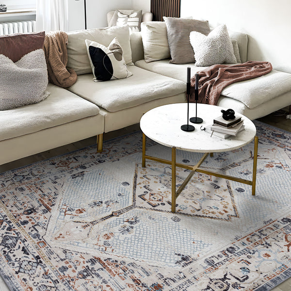 Last 2  Pcs Large Cream Ivory Beautiful Boho Carpet Machine Washable Bohemian Mat Geometric Hallway Runner